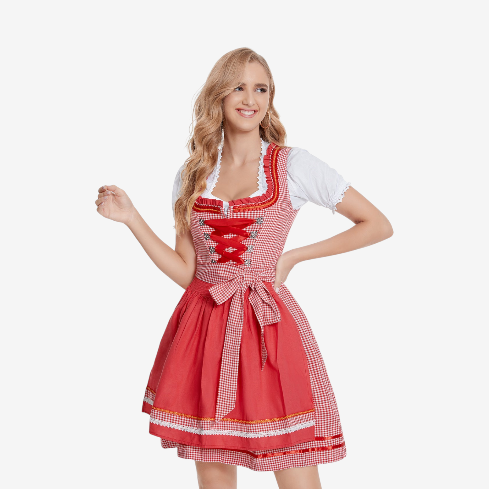 Trachten-Dirndl für Damen mit Schnürung und Herzstickerei