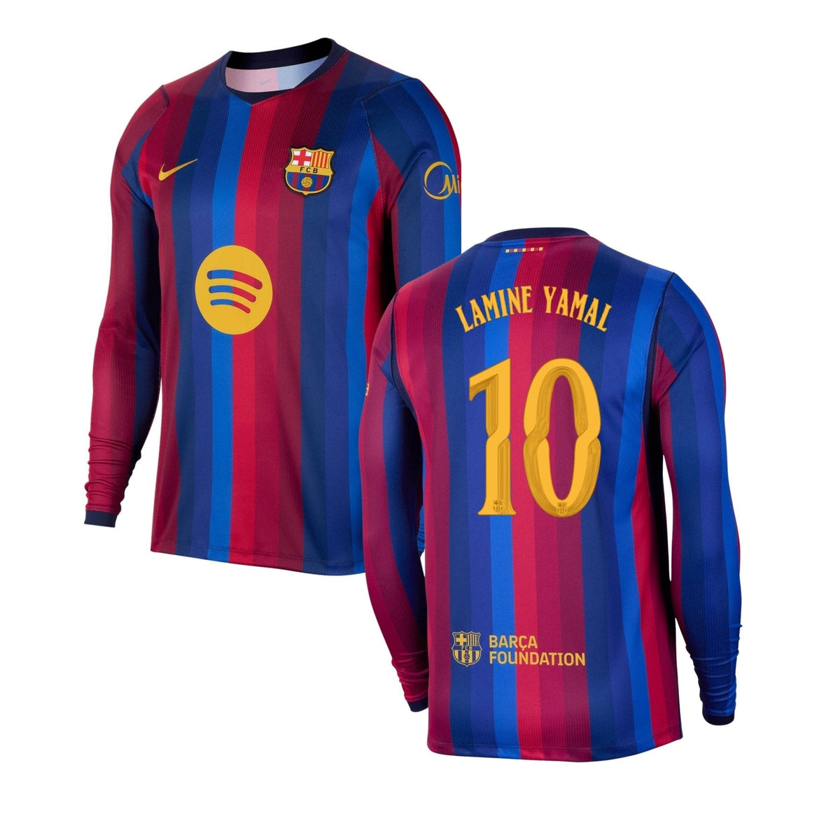 FC Barcelona-thuisshirt voor heren met lange mouwen 2026/27 – Lamine Yamal 10 (Champions League-stijl)