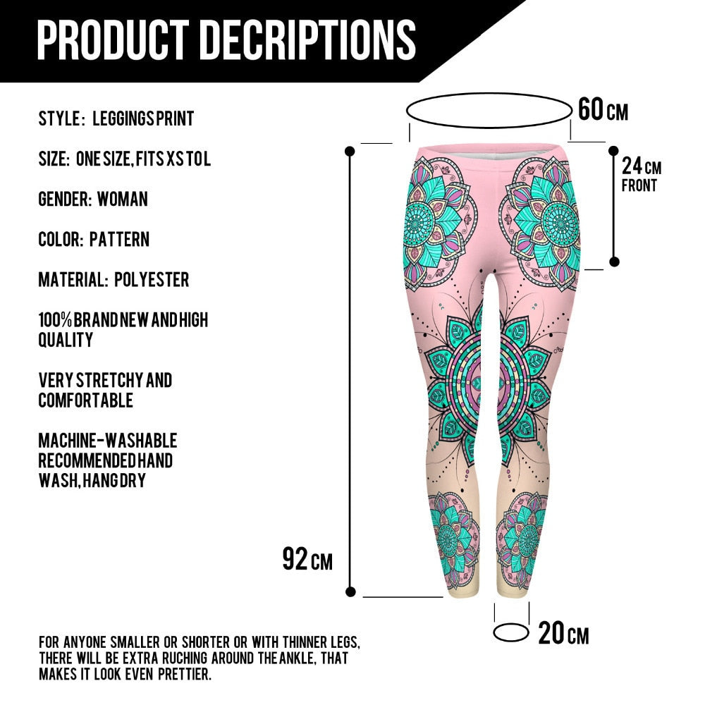 Mode Frauen Leggings Mandala Blume 3D Druck Leggings Slim Hohe Taille Damen Leggings