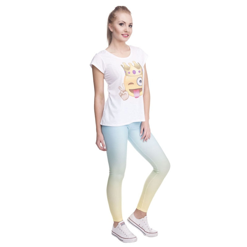 Heiße Verkaufsmode Ombre Gelb Bedruckte Damen Slim Fit Leggings Workout-Hosen Freizeit Polyester Hosen Leggings