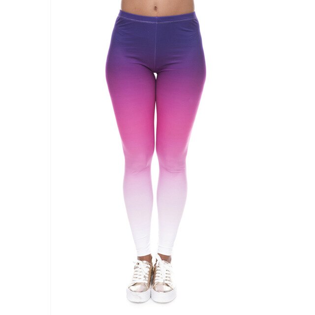 Heiße Verkaufsmode Ombre Gelb Bedruckte Damen Slim Fit Leggings Workout-Hosen Freizeit Polyester Hosen Leggings
