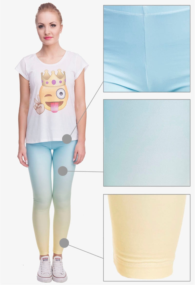 Heiße Verkaufsmode Ombre Gelb Bedruckte Damen Slim Fit Leggings Workout-Hosen Freizeit Polyester Hosen Leggings
