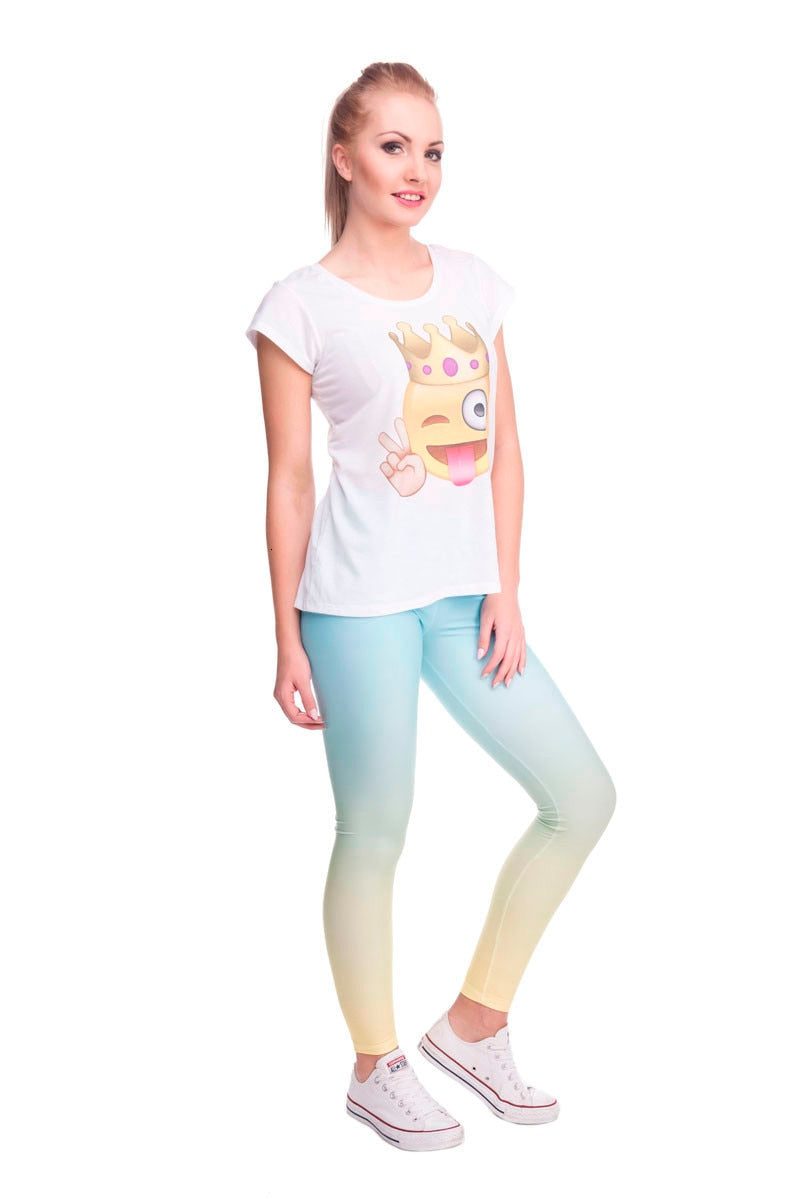 Heiße Verkaufsmode Ombre Gelb Bedruckte Damen Slim Fit Leggings Workout-Hosen Freizeit Polyester Hosen Leggings