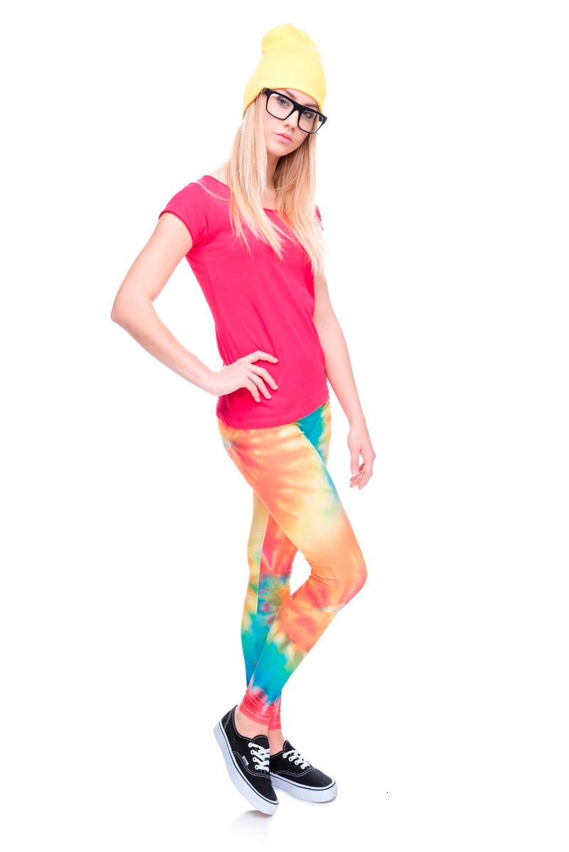 Heiße Verkaufsmode Ombre Gelb Bedruckte Damen Slim Fit Leggings Workout-Hosen Freizeit Polyester Hosen Leggings