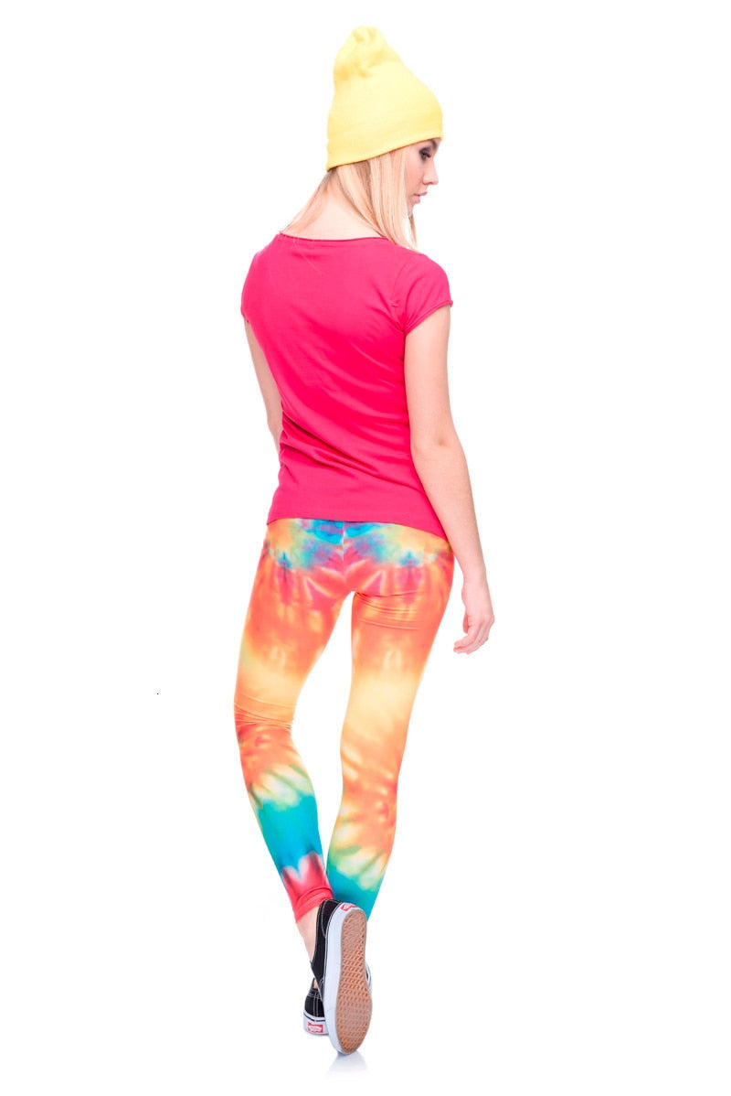 Heiße Verkaufsmode Ombre Gelb Bedruckte Damen Slim Fit Leggings Workout-Hosen Freizeit Polyester Hosen Leggings