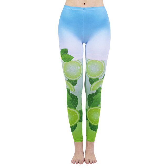 Mode Frauen Leggings Pink Tropics Druck mit Multicolor-Muster Leggings Hohe Elastizität Fitnesshosen Leggings