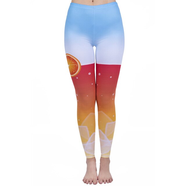 Mode Frauen Leggings Pink Tropics Druck mit Multicolor-Muster Leggings Hohe Elastizität Fitnesshosen Leggings