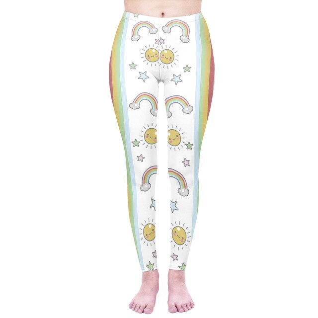 Mode Frauen Leggings Pink Tropics Druck mit Multicolor-Muster Leggings Hohe Elastizität Fitnesshosen Leggings
