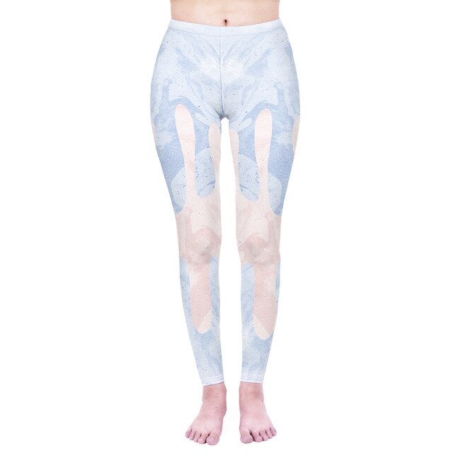 Mode Frauen Leggings Pink Tropics Druck mit Multicolor-Muster Leggings Hohe Elastizität Fitnesshosen Leggings