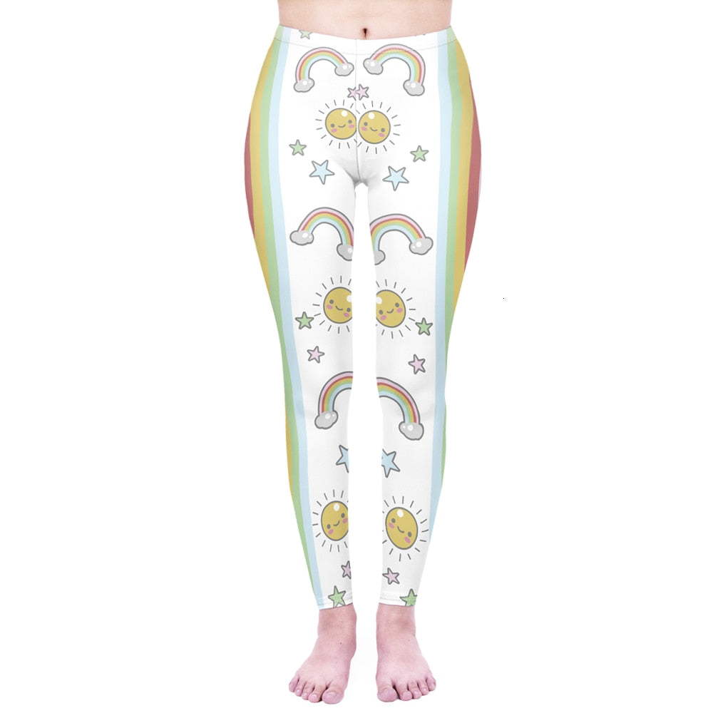 Mode Frauen Leggings Pink Tropics Druck mit Multicolor-Muster Leggings Hohe Elastizität Fitnesshosen Leggings