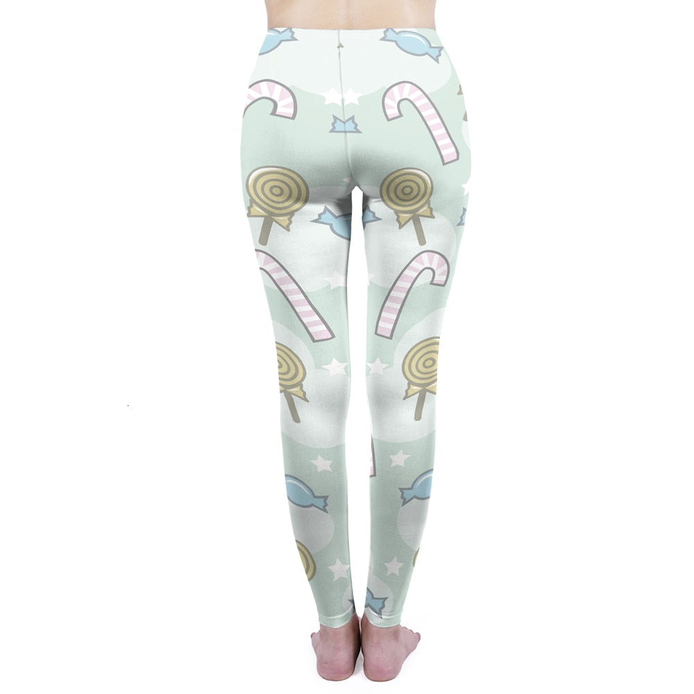 Mode Frauen Leggings Pink Tropics Druck mit Multicolor-Muster Leggings Hohe Elastizität Fitnesshosen Leggings