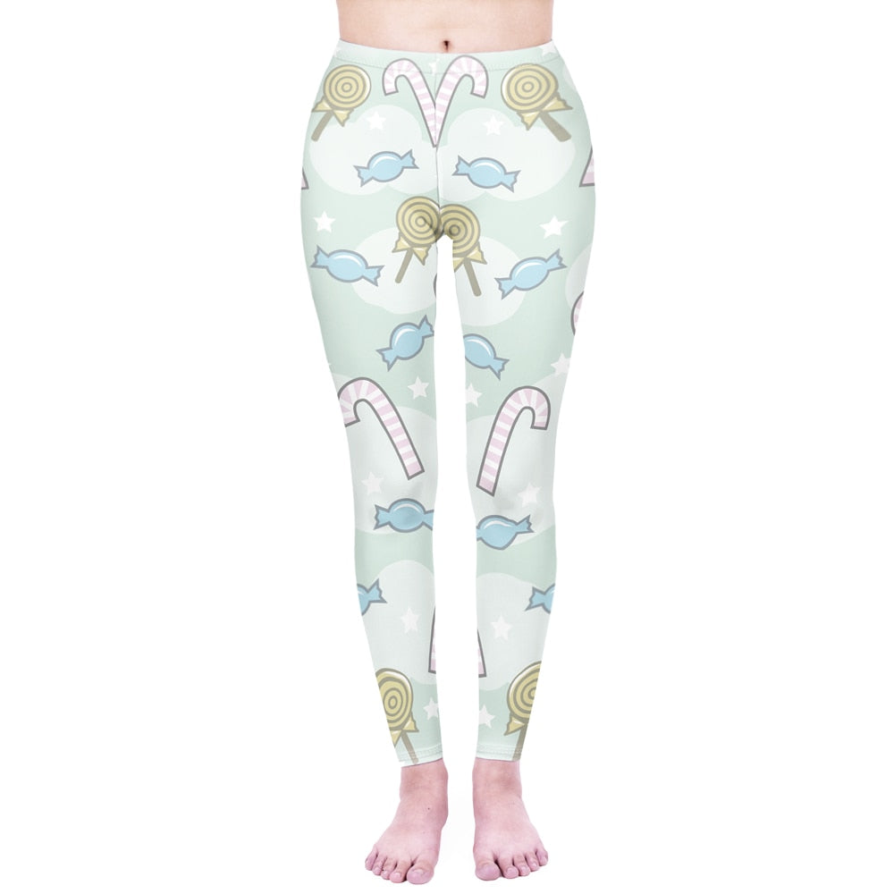 Mode Frauen Leggings Pink Tropics Druck mit Multicolor-Muster Leggings Hohe Elastizität Fitnesshosen Leggings