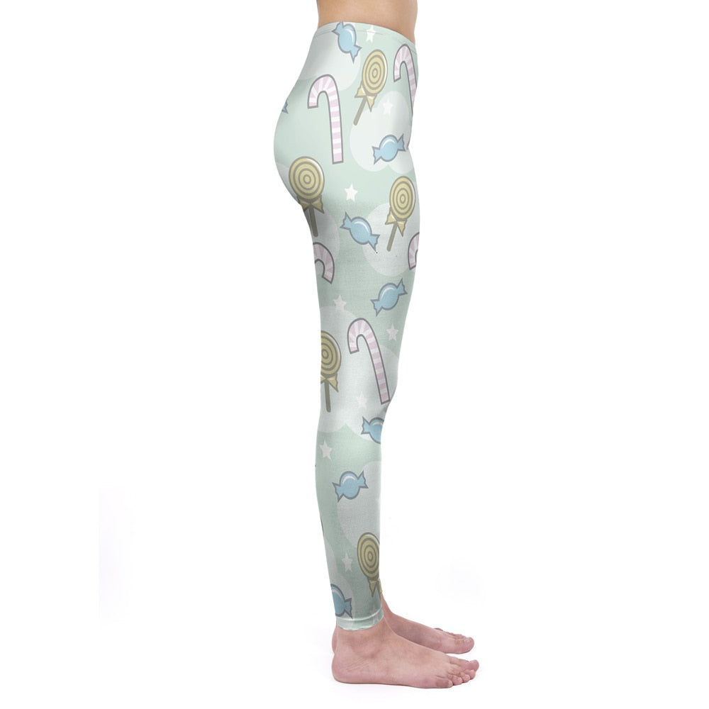 Mode Frauen Leggings Pink Tropics Druck mit Multicolor-Muster Leggings Hohe Elastizität Fitnesshosen Leggings