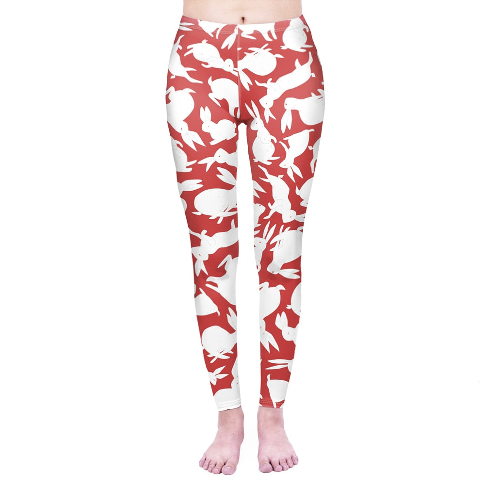 Mode Frauen Leggings Pink Tropics Druck mit Multicolor-Muster Leggings Hohe Elastizität Fitnesshosen Leggings