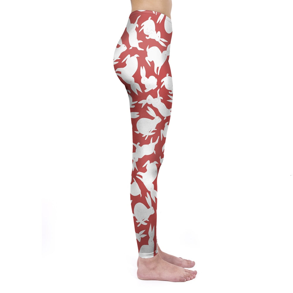 Mode Frauen Leggings Pink Tropics Druck mit Multicolor-Muster Leggings Hohe Elastizität Fitnesshosen Leggings