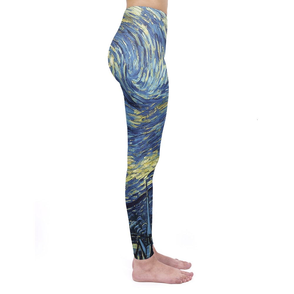Mode Frauen Leggings Pink Tropics Druck mit Multicolor-Muster Leggings Hohe Elastizität Fitnesshosen Leggings