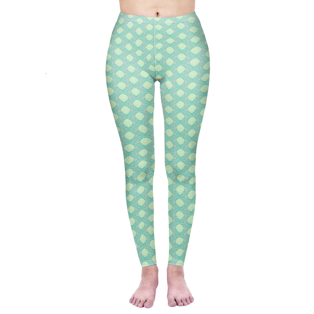 Mode Frauen Leggings Pink Tropics Druck mit Multicolor-Muster Leggings Hohe Elastizität Fitnesshosen Leggings