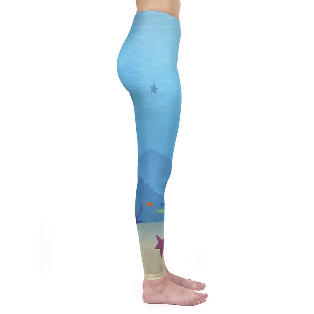 Mode Frauen Leggings Pink Tropics Druck mit Multicolor-Muster Leggings Hohe Elastizität Fitnesshosen Leggings