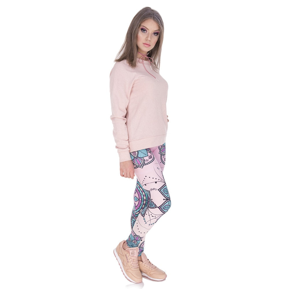 Mode Frauen Leggings Mandala Blume 3D Druck Leggings Slim Hohe Taille Damen Leggings