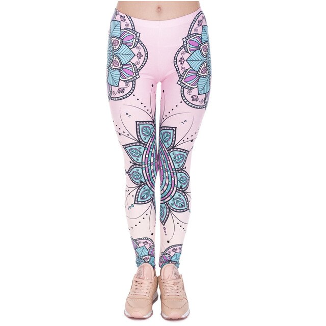 Mode Frauen Leggings Mandala Blume 3D Druck Leggings Slim Hohe Taille Damen Leggings