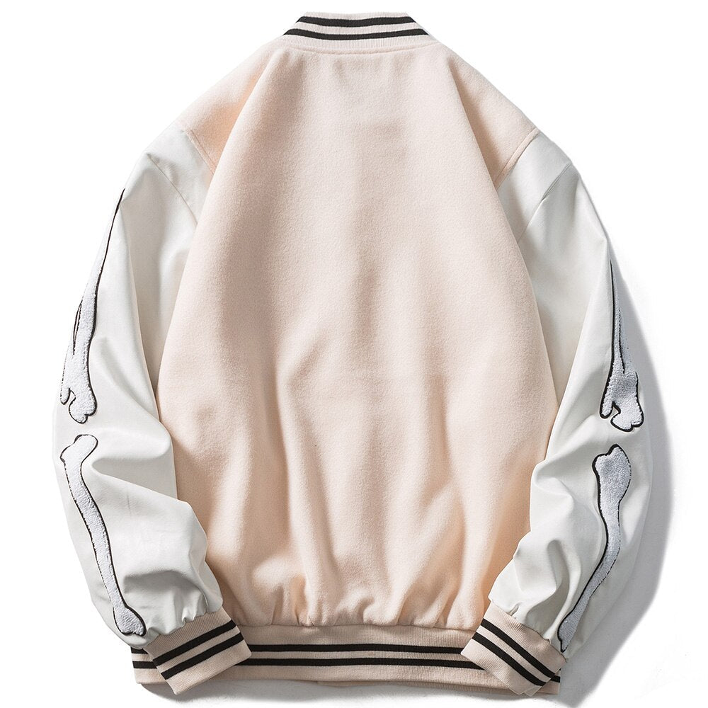 Weiche Fleece-Patch-Leder-Patchwork-Baseballjacke für Herren Herbst Baggy All-Match College-Stil Bomberjacken Paare