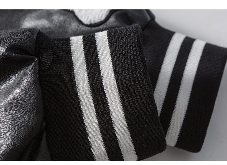 Weiche Fleece-Patch-Leder-Patchwork-Baseballjacke für Herren Herbst Baggy All-Match College-Stil Bomberjacken Paare