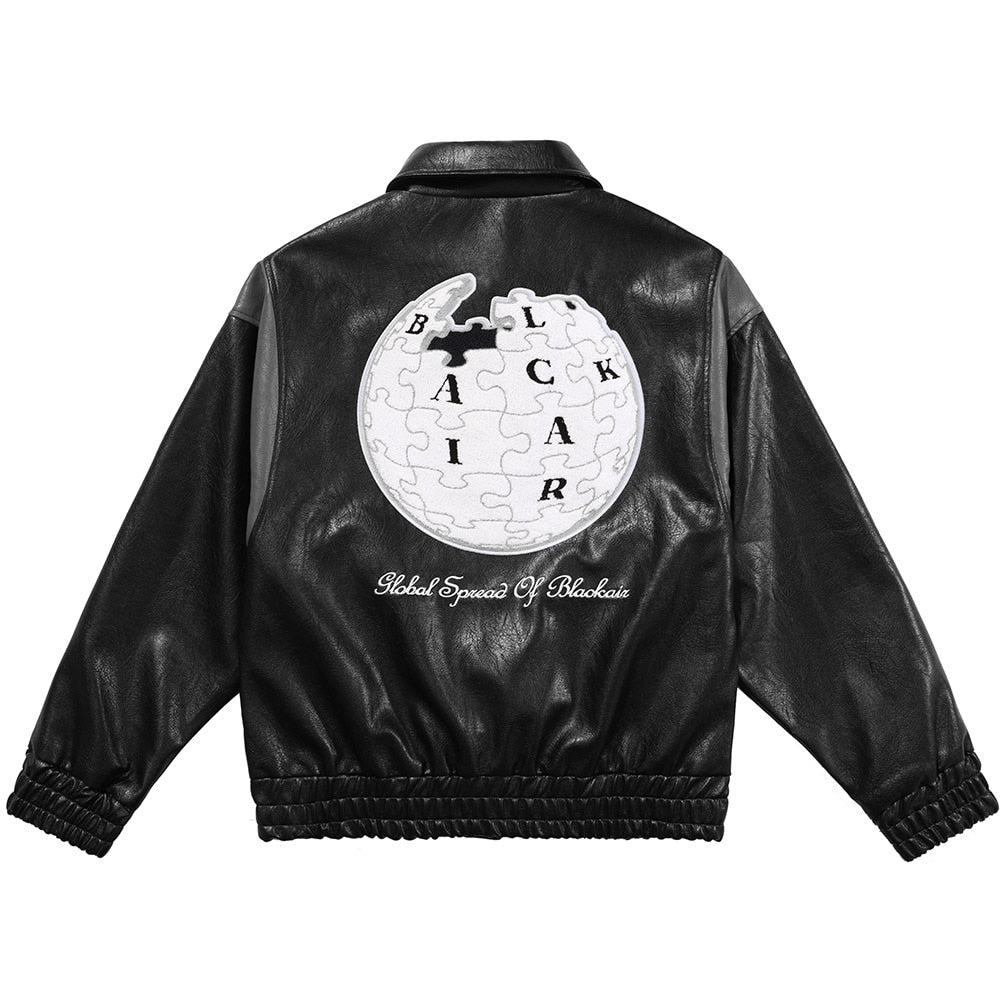 Jacke Herren Buchstaben Stickerei Patch Lederjacken Herbst Retro Baggy Punk Mode Coole Jacken Oberbekleidung Paar Streetwear