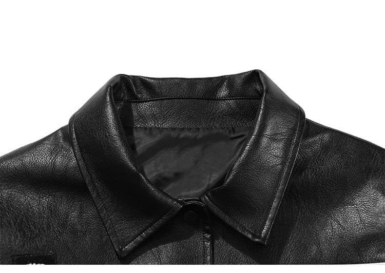 Jacke Herren Buchstaben Stickerei Patch Lederjacken Herbst Retro Baggy Punk Mode Coole Jacken Oberbekleidung Paar Streetwear
