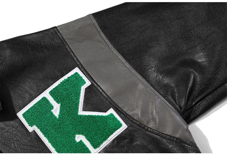 Jacke Herren Buchstaben Stickerei Patch Lederjacken Herbst Retro Baggy Punk Mode Coole Jacken Oberbekleidung Paar Streetwear