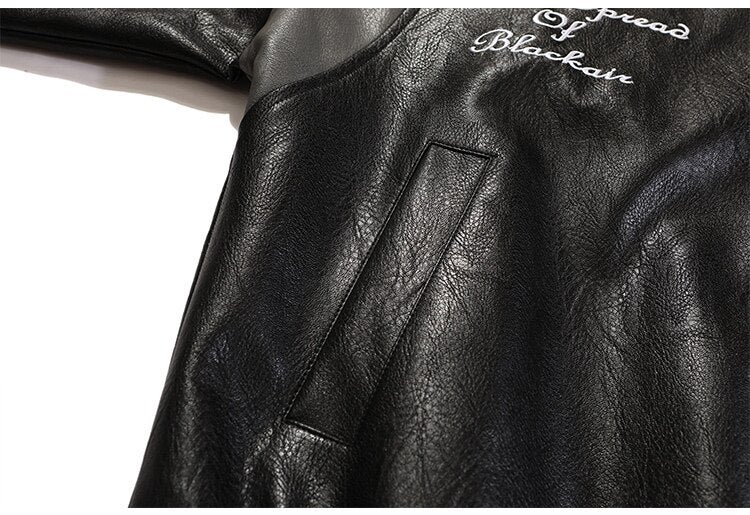 Jacke Herren Buchstaben Stickerei Patch Lederjacken Herbst Retro Baggy Punk Mode Coole Jacken Oberbekleidung Paar Streetwear