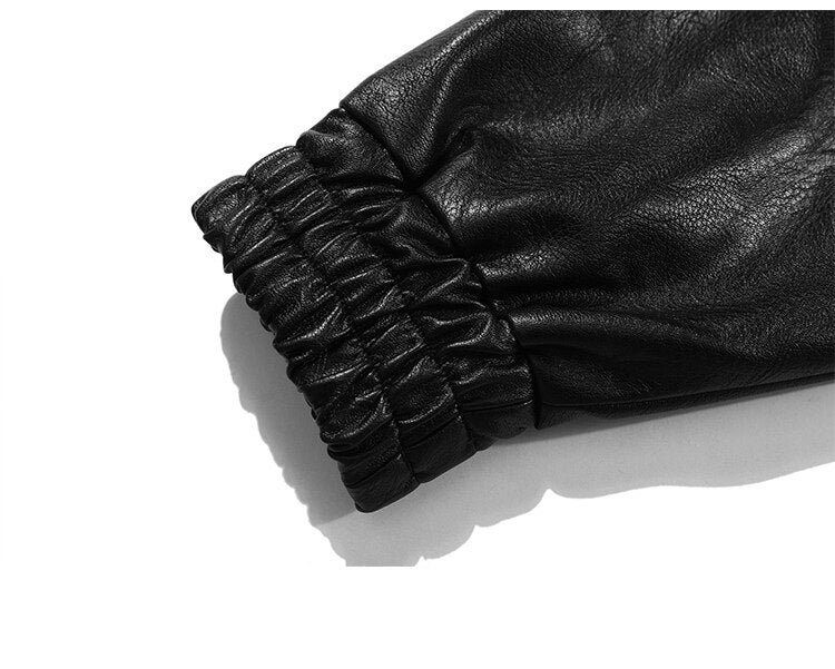 Jacke Herren Buchstaben Stickerei Patch Lederjacken Herbst Retro Baggy Punk Mode Coole Jacken Oberbekleidung Paar Streetwear