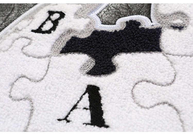 Jacke Herren Buchstaben Stickerei Patch Lederjacken Herbst Retro Baggy Punk Mode Coole Jacken Oberbekleidung Paar Streetwear