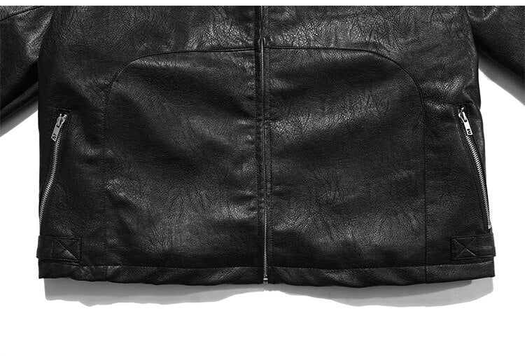 Dicke Leder Parkas Männer Buchstaben Reißverschluss Taschen Motorradjacke Winter Männer Lockere Mode Punk All-Match Oberbekleidung Unisex