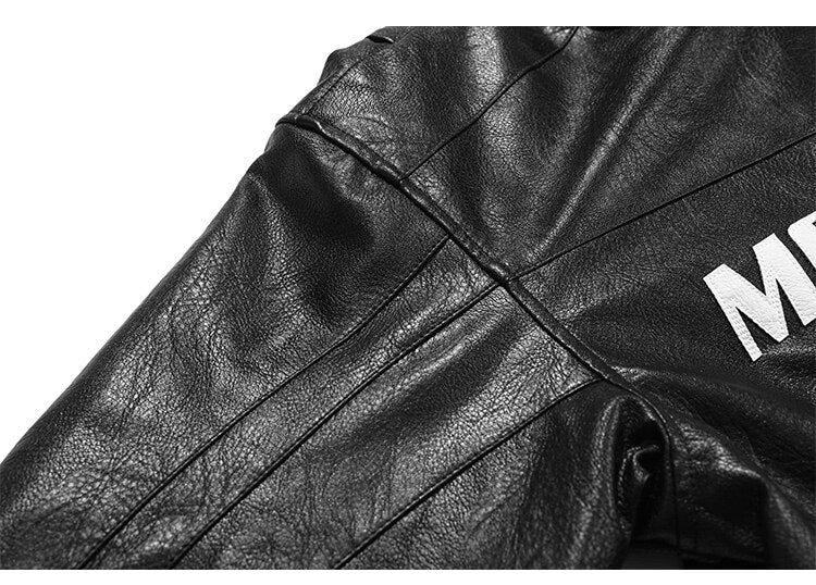 Dicke Leder Parkas Männer Buchstaben Reißverschluss Taschen Motorradjacke Winter Männer Lockere Mode Punk All-Match Oberbekleidung Unisex