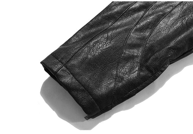 Dicke Leder Parkas Männer Buchstaben Reißverschluss Taschen Motorradjacke Winter Männer Lockere Mode Punk All-Match Oberbekleidung Unisex