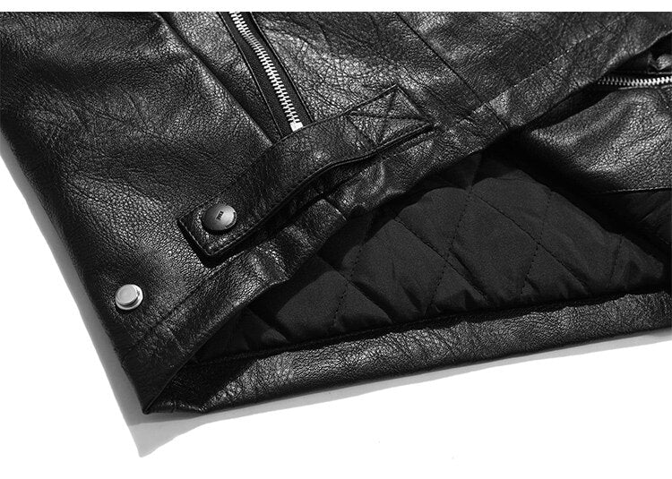 Dicke Leder Parkas Männer Buchstaben Reißverschluss Taschen Motorradjacke Winter Männer Lockere Mode Punk All-Match Oberbekleidung Unisex