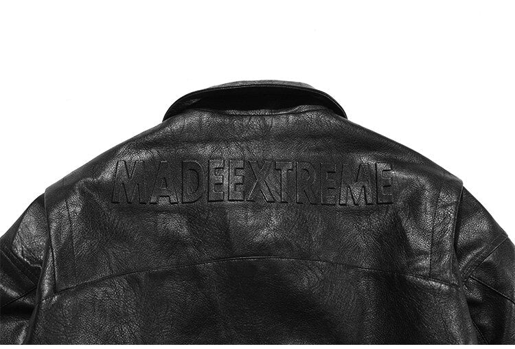 Dicke Leder Parkas Männer Buchstaben Reißverschluss Taschen Motorradjacke Winter Männer Lockere Mode Punk All-Match Oberbekleidung Unisex