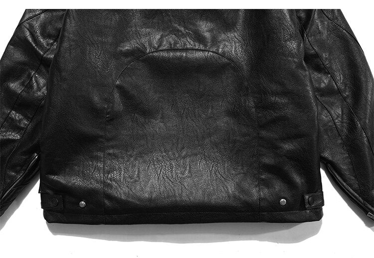 Dicke Leder Parkas Männer Buchstaben Reißverschluss Taschen Motorradjacke Winter Männer Lockere Mode Punk All-Match Oberbekleidung Unisex