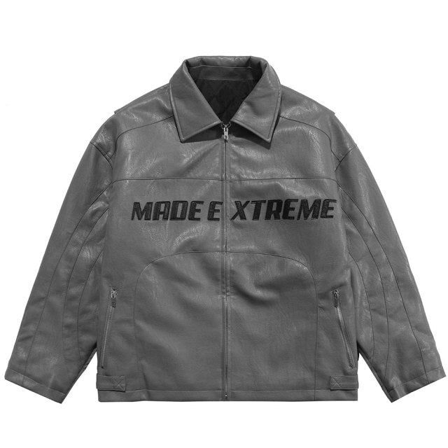 Dicke Leder Parkas Männer Buchstaben Reißverschluss Taschen Motorradjacke Winter Männer Lockere Mode Punk All-Match Oberbekleidung Unisex