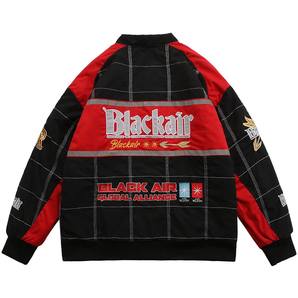 Dicker Baseballjacke Herren Karomuster Stickerei Knopf Bomberjacke Wintermode High Street Übergrößen Jacken Streetwear