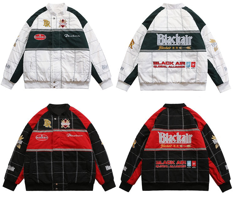 Dicker Baseballjacke Herren Karomuster Stickerei Knopf Bomberjacke Wintermode High Street Übergrößen Jacken Streetwear