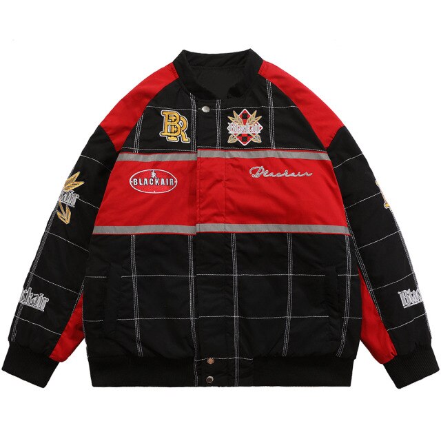 Dicker Baseballjacke Herren Karomuster Stickerei Knopf Bomberjacke Wintermode High Street Übergrößen Jacken Streetwear