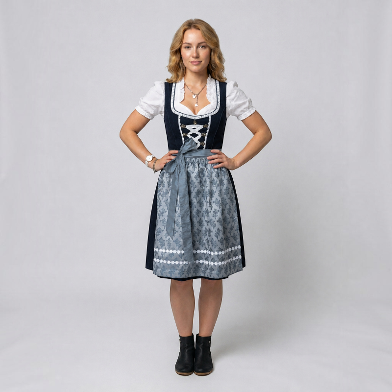 Dirndl-kjole til kvinder i traditionel stil med snørelukning