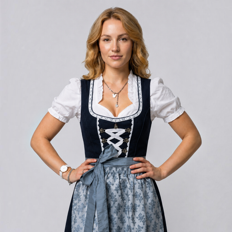 Dirndl-kjole til kvinder i traditionel stil med snørelukning