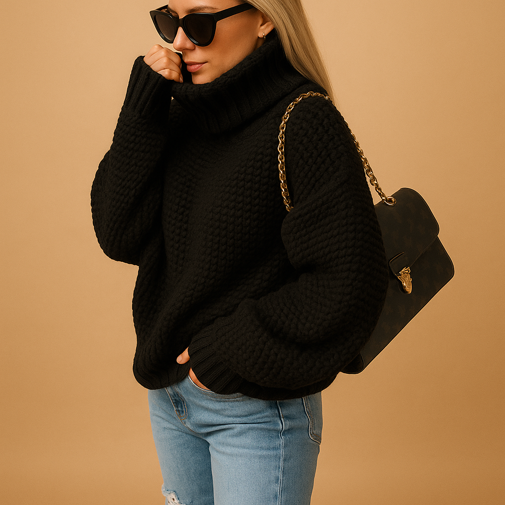 Damen Wollpullover | Warmer Strickpullover mit grober Textur